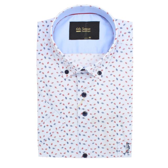 6Th Sense SS Print Shirt In Red Blue