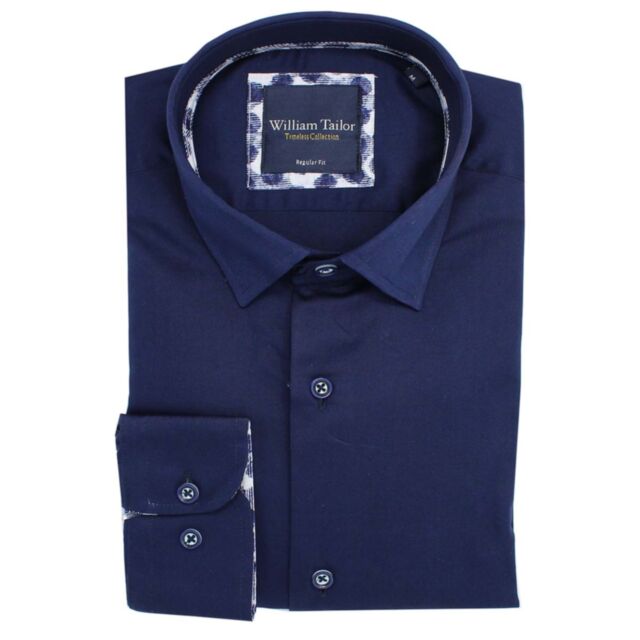 William Tailor Solid Printed Shirt Navy