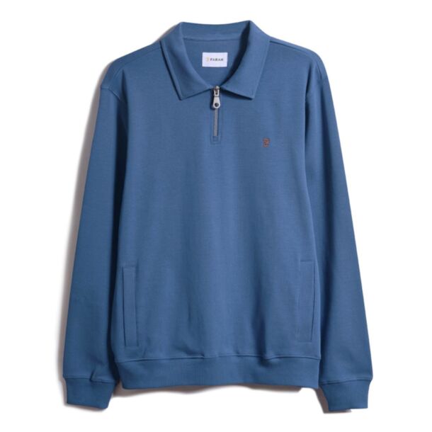 Farah Castell LS 1/4 Zip Caribbean Blue