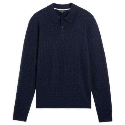 Ted Baker Patter LS Knitted Polo Navy