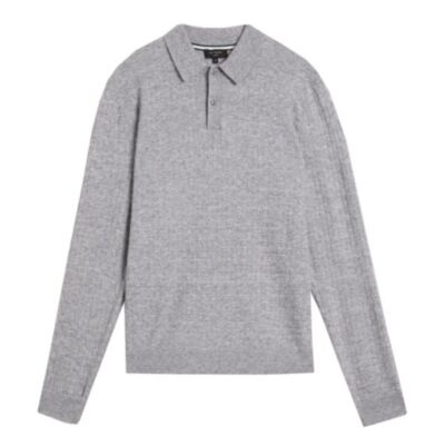 Ted Baker Patter LS Knitted Polo Grey
