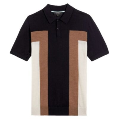 Ted Baker Block Panel Polo In Navy