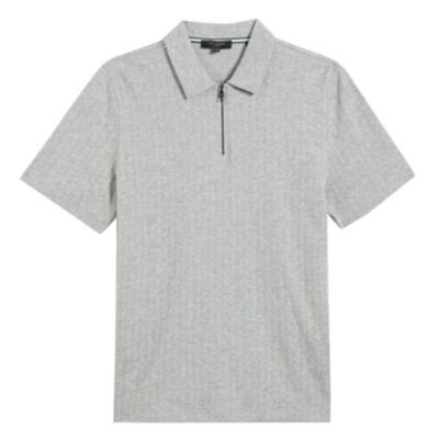 Ted Baker Knitted Polo In Grey