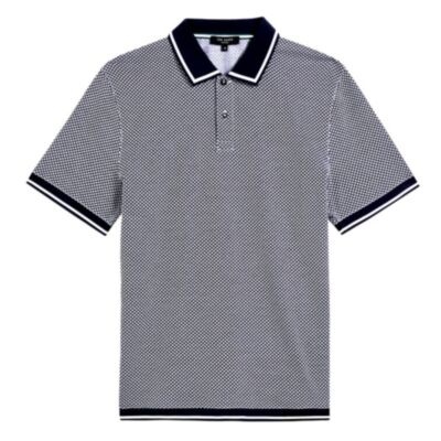 Ted Baker Knitted Tipped Polo In Navy