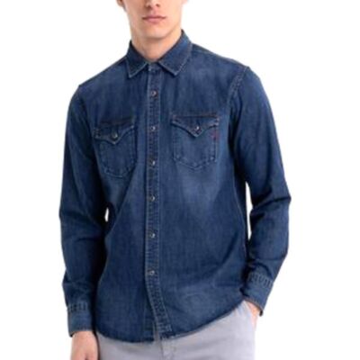 Replay Denim Shirt In Dark Wash