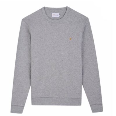 Farah Tim Crew Sweater In Light Grey Mar