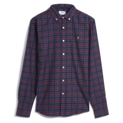 Farah Fraser Check LS BD Shirt In Navy