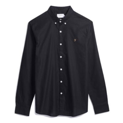 Farah Brewer Slim Fit Oxford Shirt In Black