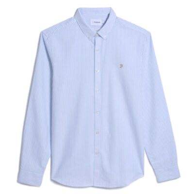 Farah Brewer Stripe LS BD Shirt Sky Blue