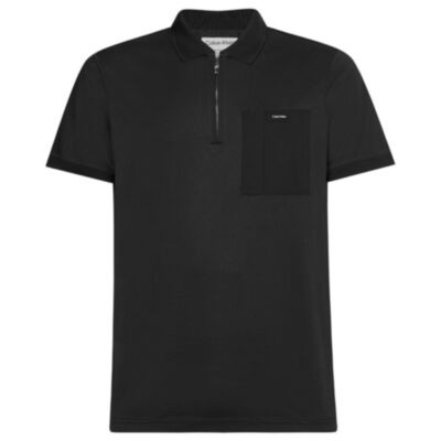 Calvin Klein Zip Polo Shirt In CK Black