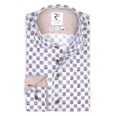 R2 Amsterdam Printed Poplin Shirt Beige