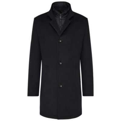 Bugatti Mens Wool Coat Navy Blue