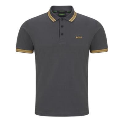 Boss Paddy Tipped Polo Shirt Dark Grey