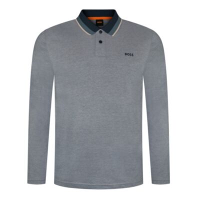 Boss Peoxfordlong 1 Tipped Polo Open Grey