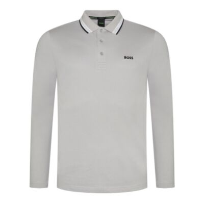 Boss Pilsy Tipped Polo Open Grey