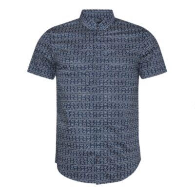 Armani Exchange SS Printed Shirt Blue