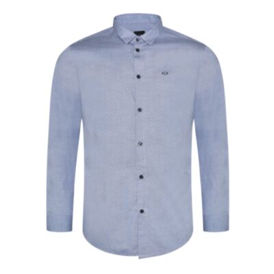 Armani Exchange LS Logo Shirt in Blue