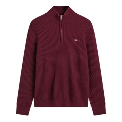 Gant Cotton Texture Half Zip Red Shadow