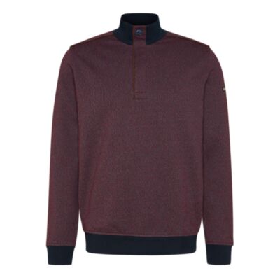 Bugatti Knitted Half Zip In Bordeaux
