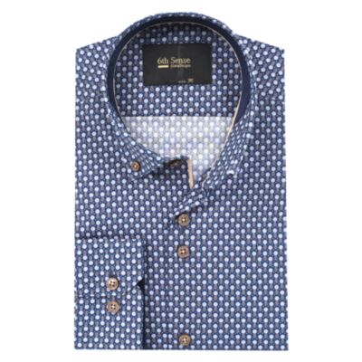 6Th Sense BD Geo Print LS Shirt Burgundy