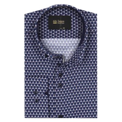 6Th Sense BD Geo Print LS Shirt Navy