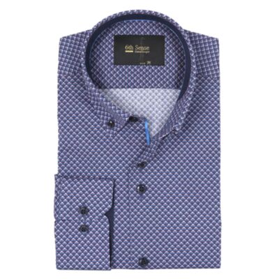 6Th Sense BD SML Print LS Shirt Navy