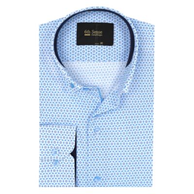 6Th Sense BD Circle Print LS Shirt Blue