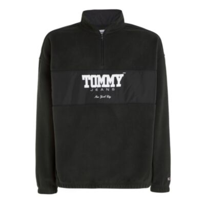 Tommy Jeans OVZ Fabric Mix Half Zip Black