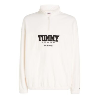 Tommy Jeans OVZ Fabric Mix Half Zip White