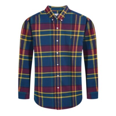 Farah Giusto LS Check Shirt Sailor Blue