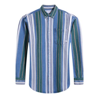 Farah Burghino LS Stripe Shirt Ocean Gre
