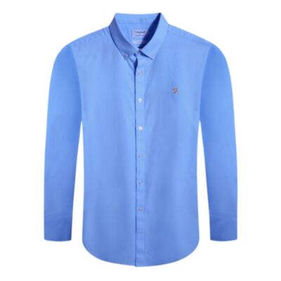 Farah Brewer LS Shirt In Mid Blue
