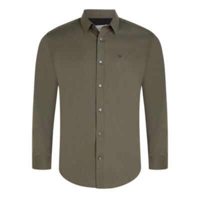 Calvin Klein Stretch Poplin Slim Shirt Thyme