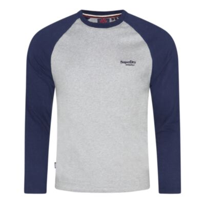 Superdry ESS Baseball LS Top Grey Marl