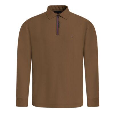 Tommy Hilfiger Zip RWB Tipped LS Polo Khaki