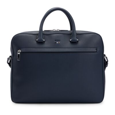 Boss Ray Leather Laptop Bag Dark Blue