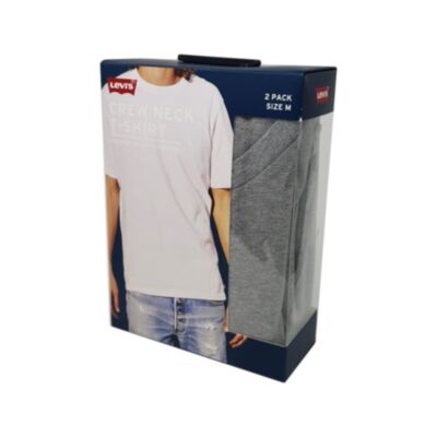 Levis Men Solid Crew 2 Pack Tee Grey