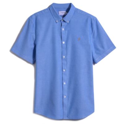 Farah Brewer SS Shirt In Mid Blue
