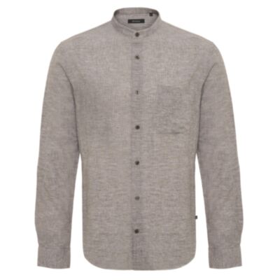 Matinique Linen Grandad Shirt In Brown S