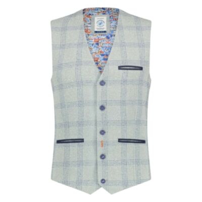 Fish Named Fred Linen WC Grey/Blue Check