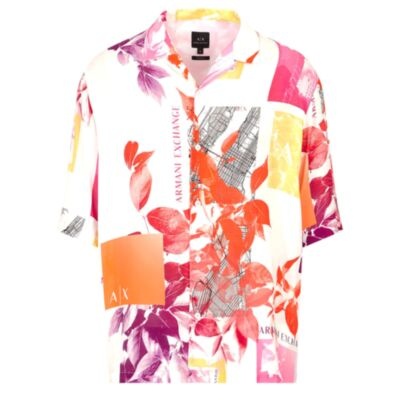 Armani Exchange Floral Design Shirt Whit
