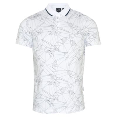 Armani Exchange Geo Print Polo Shirt Whi