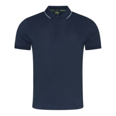 Boss Paule 4 Tipped Polo Shirt Blue