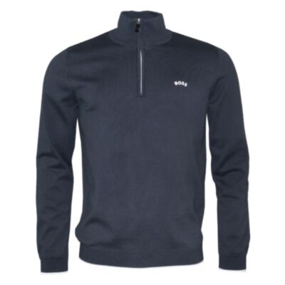Boss Zallo Logo Half Zip Sweater Dark Bl