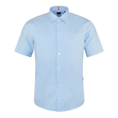 Boss Rash2 Cotton SS Shirt Open Blue