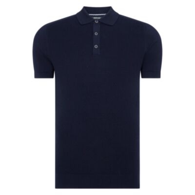 Remus Uomo SS Knit Polo Shirt In Navy
