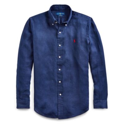 Ralph Lauren LS Linen Shirt In Navy
