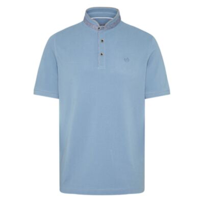 Bugatti Grandad Collar Cont Polo Blue