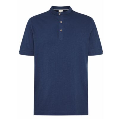 Bugatti Grandad Collar Polo Navy Blue
