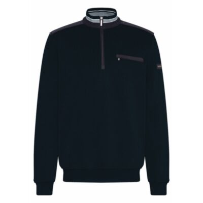 Bugatti Half Zip Knitted Top in Navy Blu